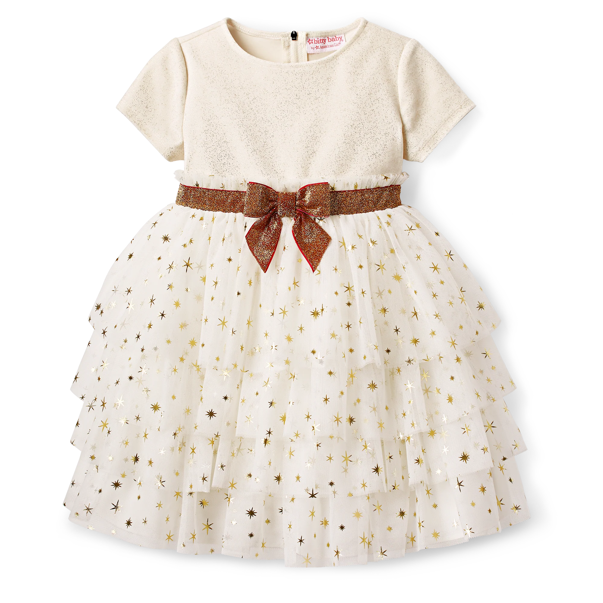 Golden Twinkle Dress for Little Girls & Bitty Baby Dolls 3 Golden Twinkle Dress for Little Girls & Bitty Baby Dolls
