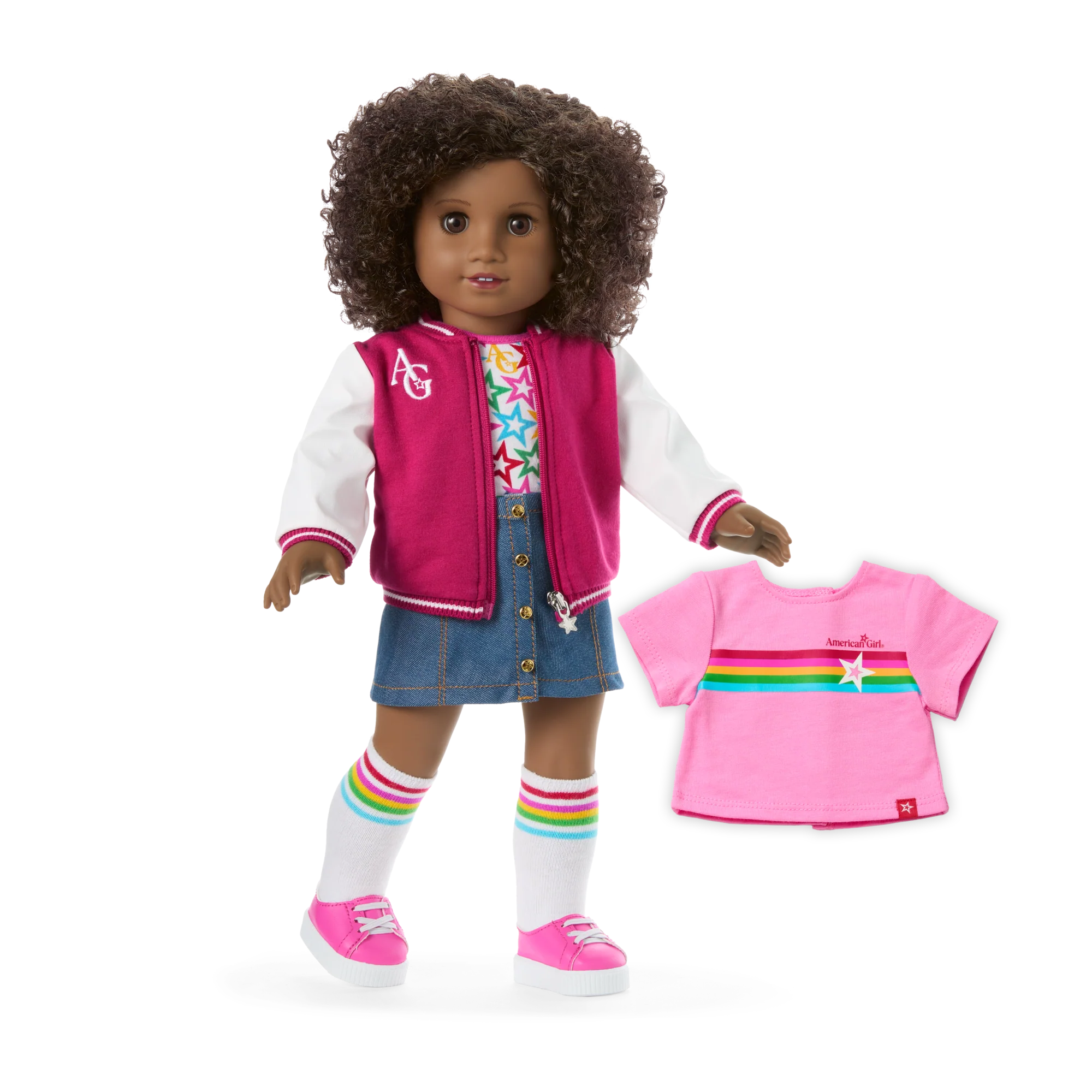 Truly Me™ 18-inch Doll #112 with curly dark-brown hair