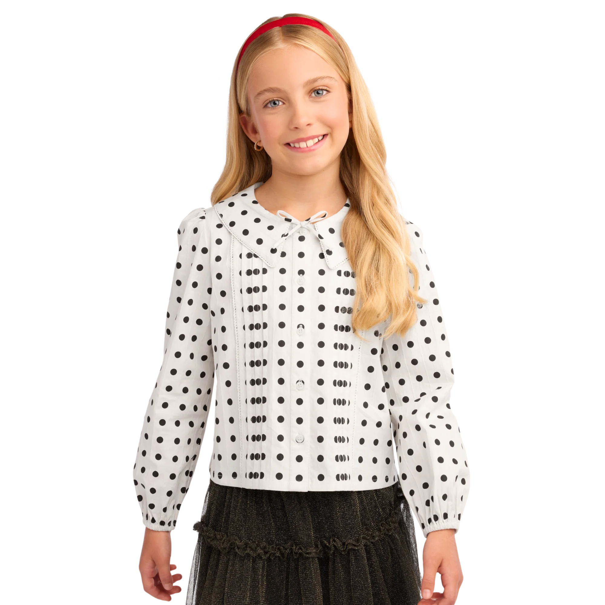 American Girl® x J.Crew Puff-Sleeve Polka-Dot Top for Girls