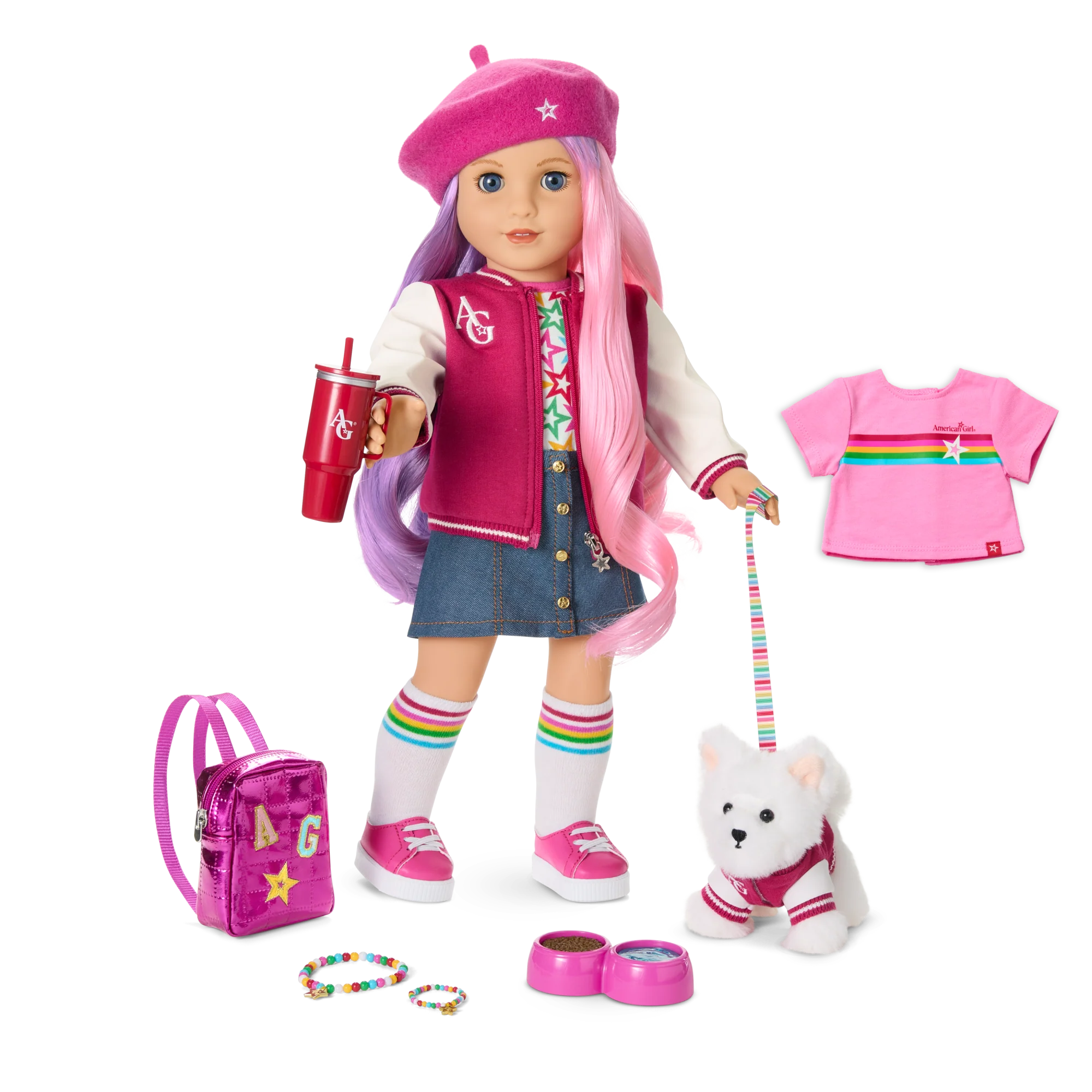 Truly Me™ 18-inch Doll #116, Puppy, Mini Backpack & Accessories AG™ Star Squad Bundle