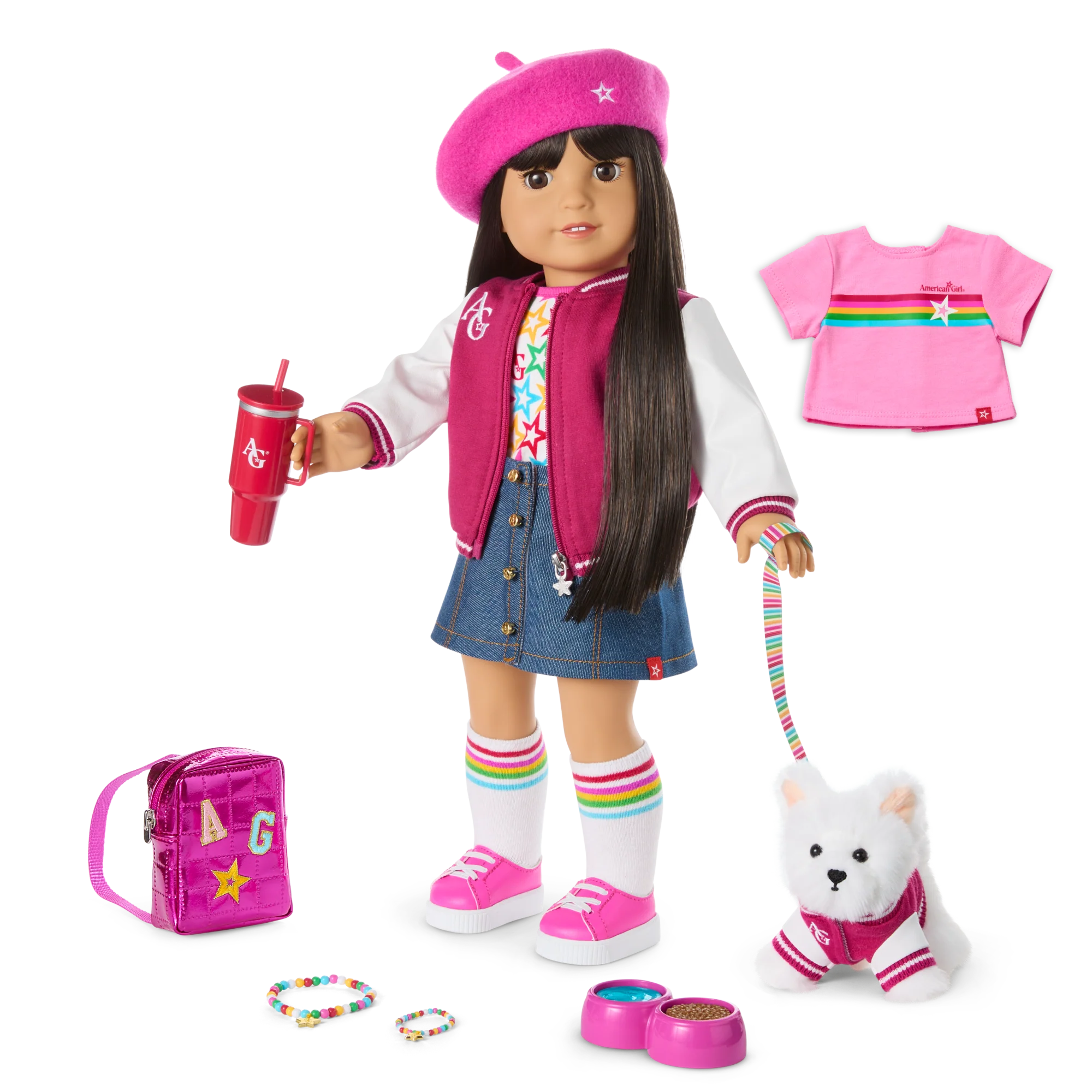 Truly Me™ 18-inch Doll #130, Puppy, Mini Backpack & Accessories AG™ Star Squad Bundle
