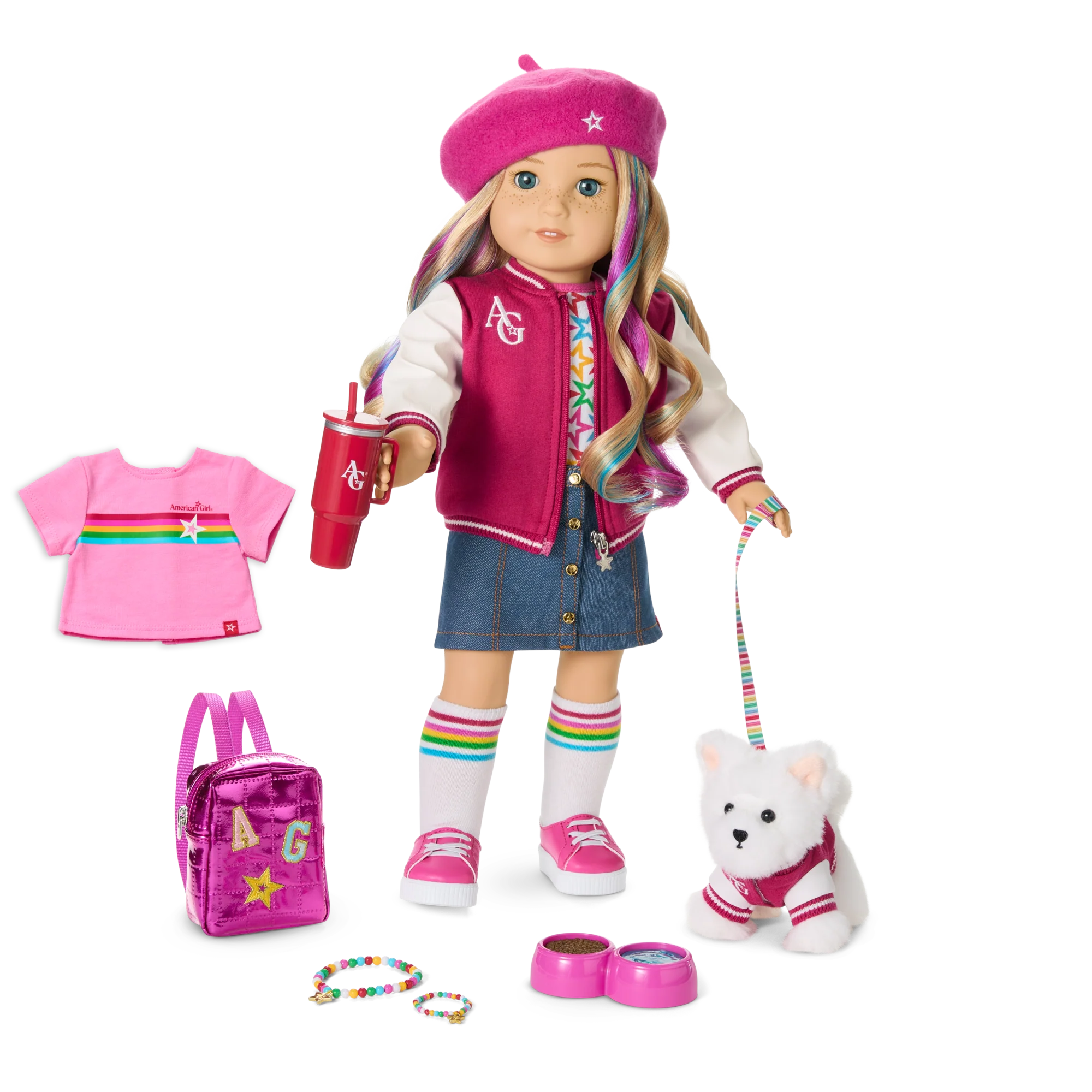 Truly Me™ 18-inch Doll #110, Puppy, Mini Backpack & Accessories AG™ Star Squad Bundle