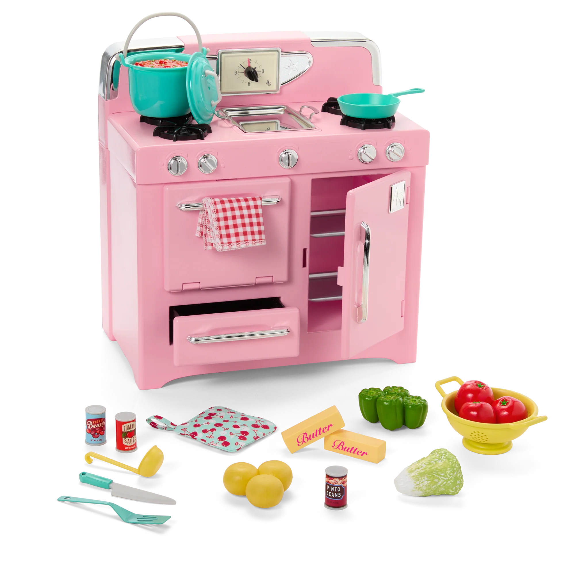 Maryellen’s™ Vintage Stove & Accessories for 18-inch Dolls (Historical Characters)