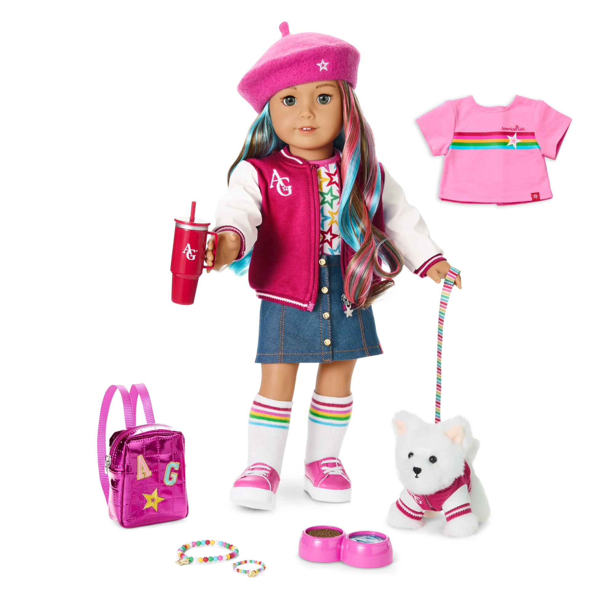 Truly Me™ 18-inch Doll #101, Puppy, Mini Backpack & Accessories AG™ Star Squad Bundle