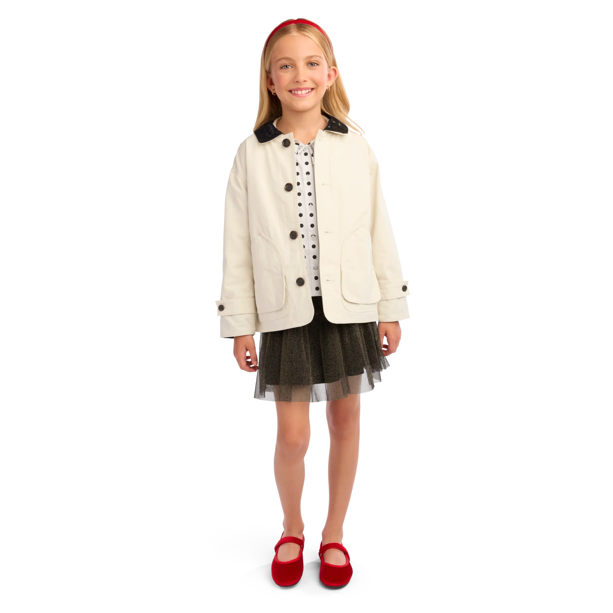 American Girl® x J.Crew Embellished Barn Jacket™, Polka-Dot Top & Tulle Skirt Bundle for Girls