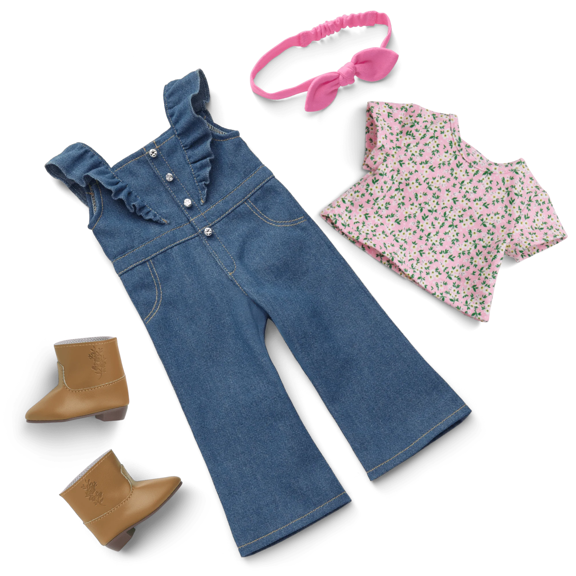 Western Flowers Denim Jumpsuit for 18-inch Dolls