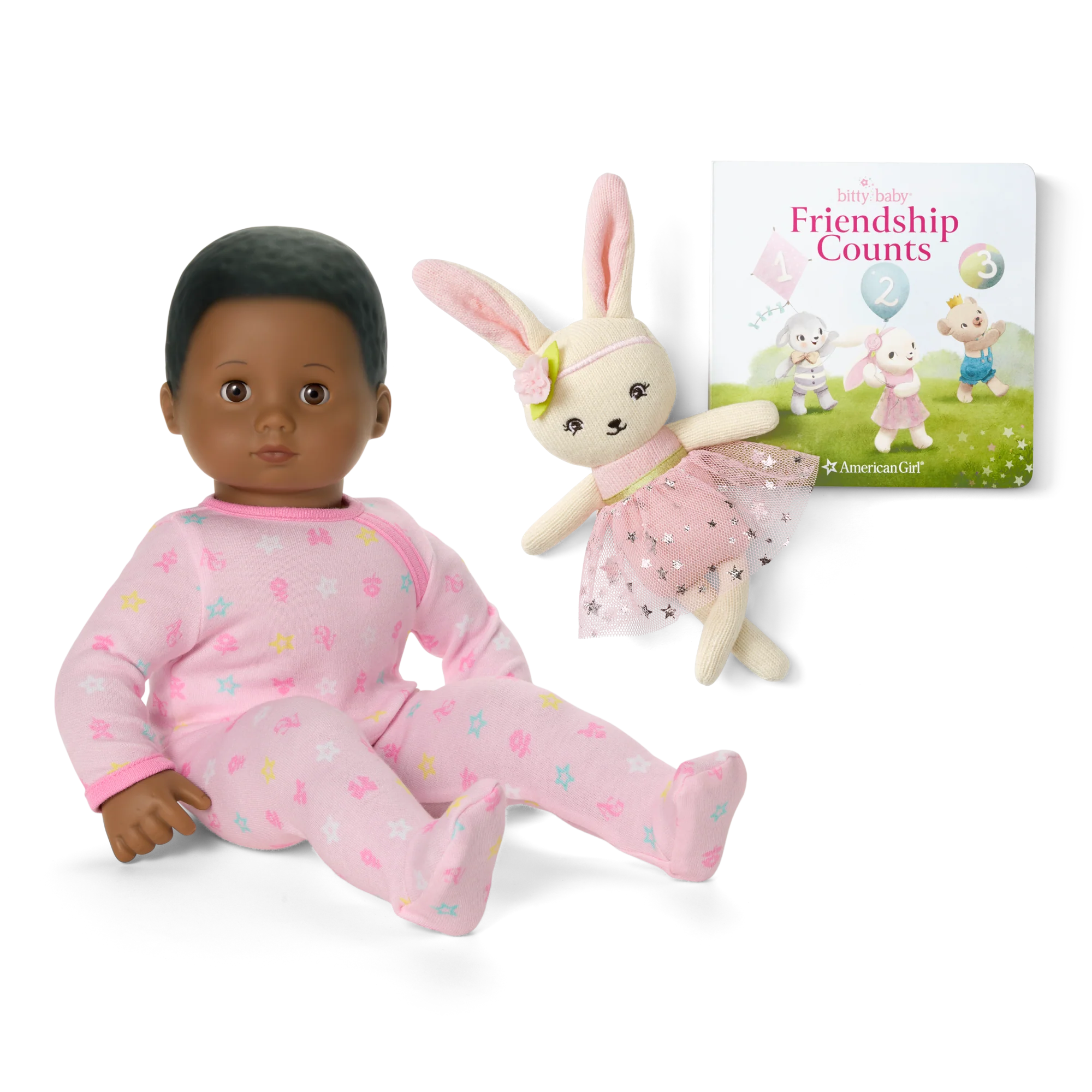 Bitty Baby® Doll #1 in Pastel Pink + Bunny Friend & Board Book