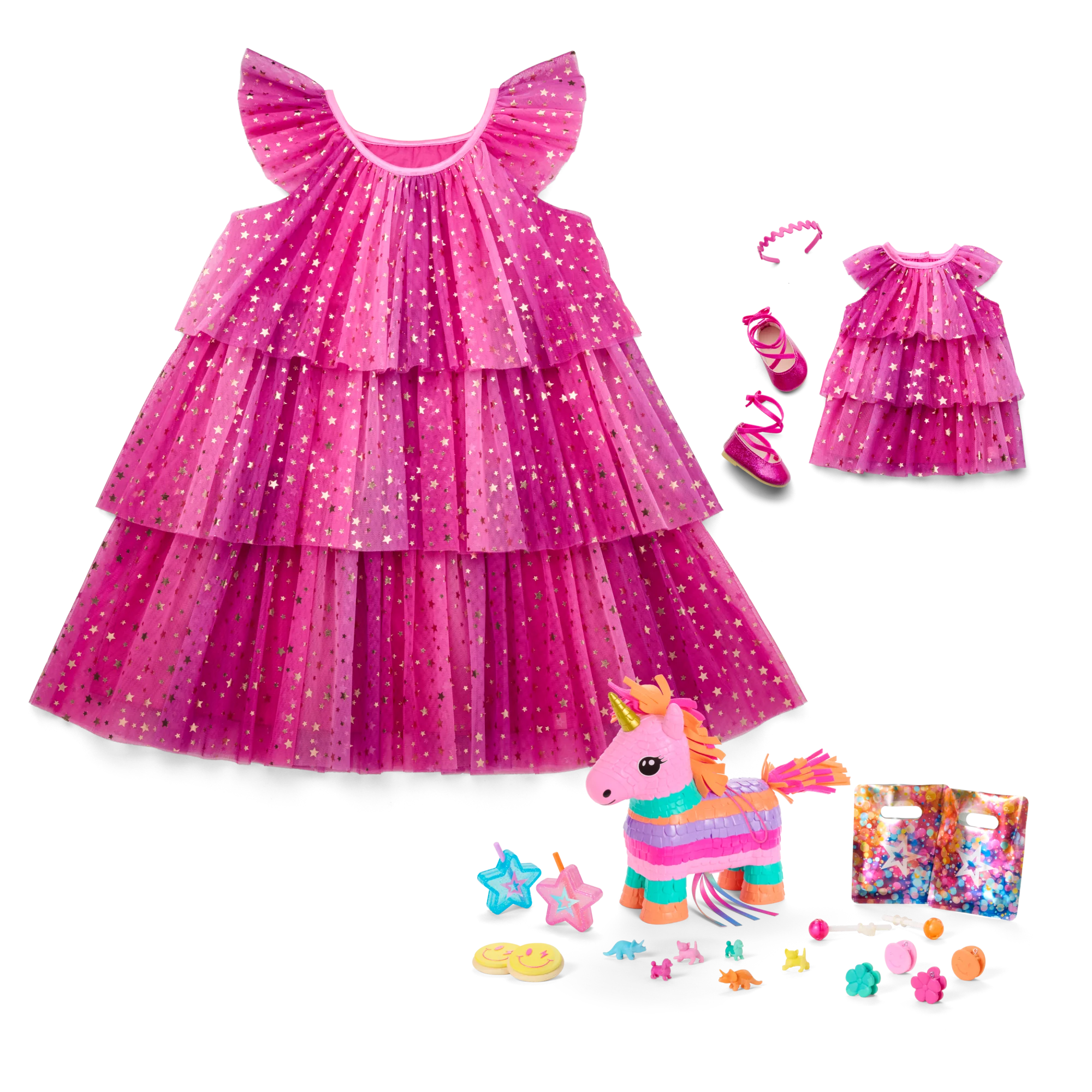 Pink Party-Ready Dresses & Accessories for Girls & 18-inch Dolls