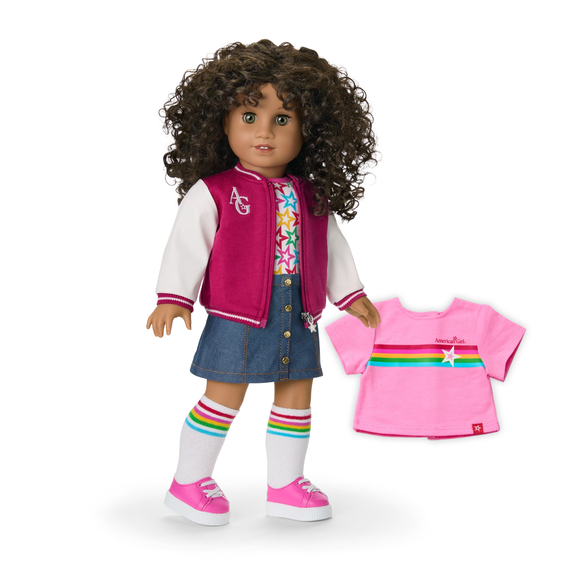 Truly Me™ 18-inch Doll #132 with curly dark-brown hair
